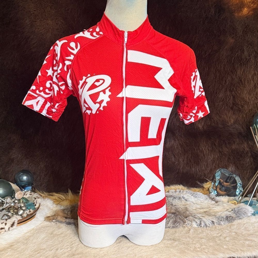 Red and White Cycling Jersey XS (1685B)